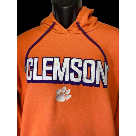 CLEMSON TIGERS Sweatshirt Men Size XL Orange Hoodie Champion Fleece Pullover - Picture 3 of 9
